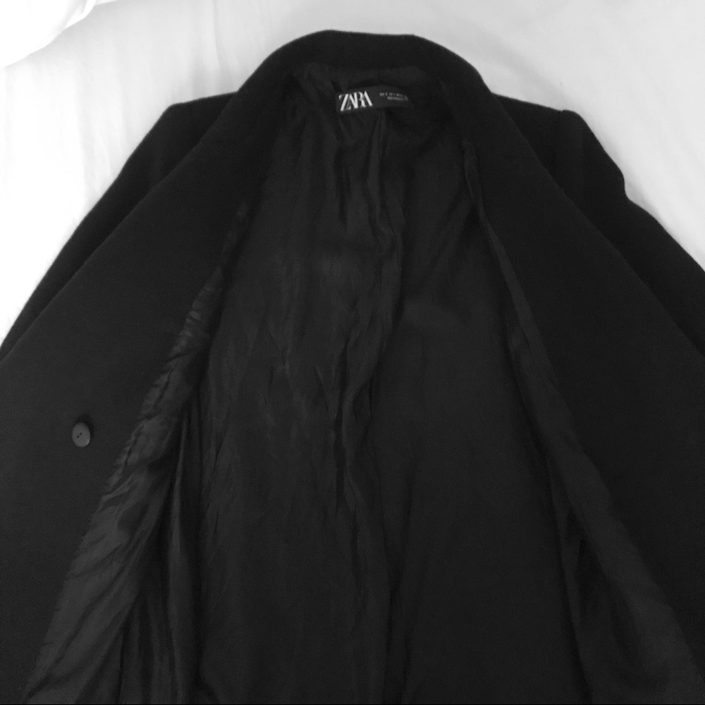 SOLD | Zara black wool double breasted pea coat - Picture 9 of 10